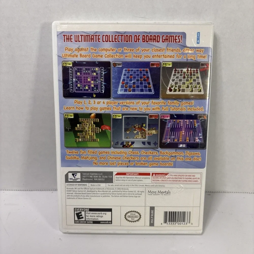 Ultimate Board Game Collection Nintendo Wii 12 Classics Chess Mahjong RVL P RUBE